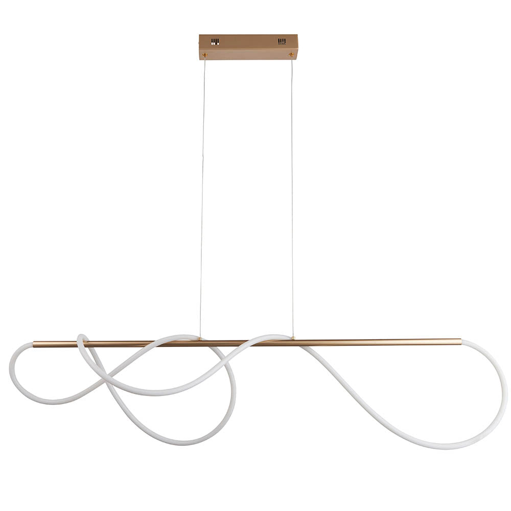 Endon Attalea Single Light Linear Pendant -  Satin Gold Paint & White Silicone
