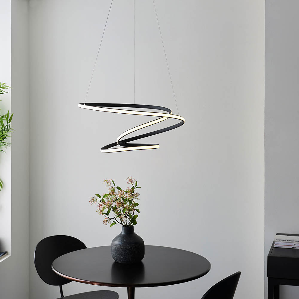 Endon Dune Single Light Pendant -  Textured Black & White Silicone