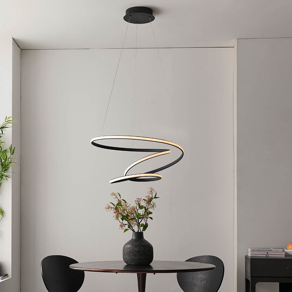 Endon Dune Single Light Pendant -  Textured Black & White Silicone