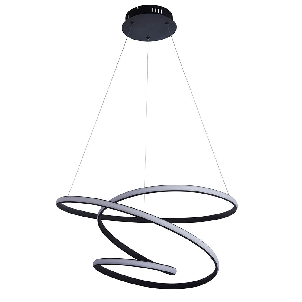Endon Dune Single Light Pendant -  Textured Black & White Silicone