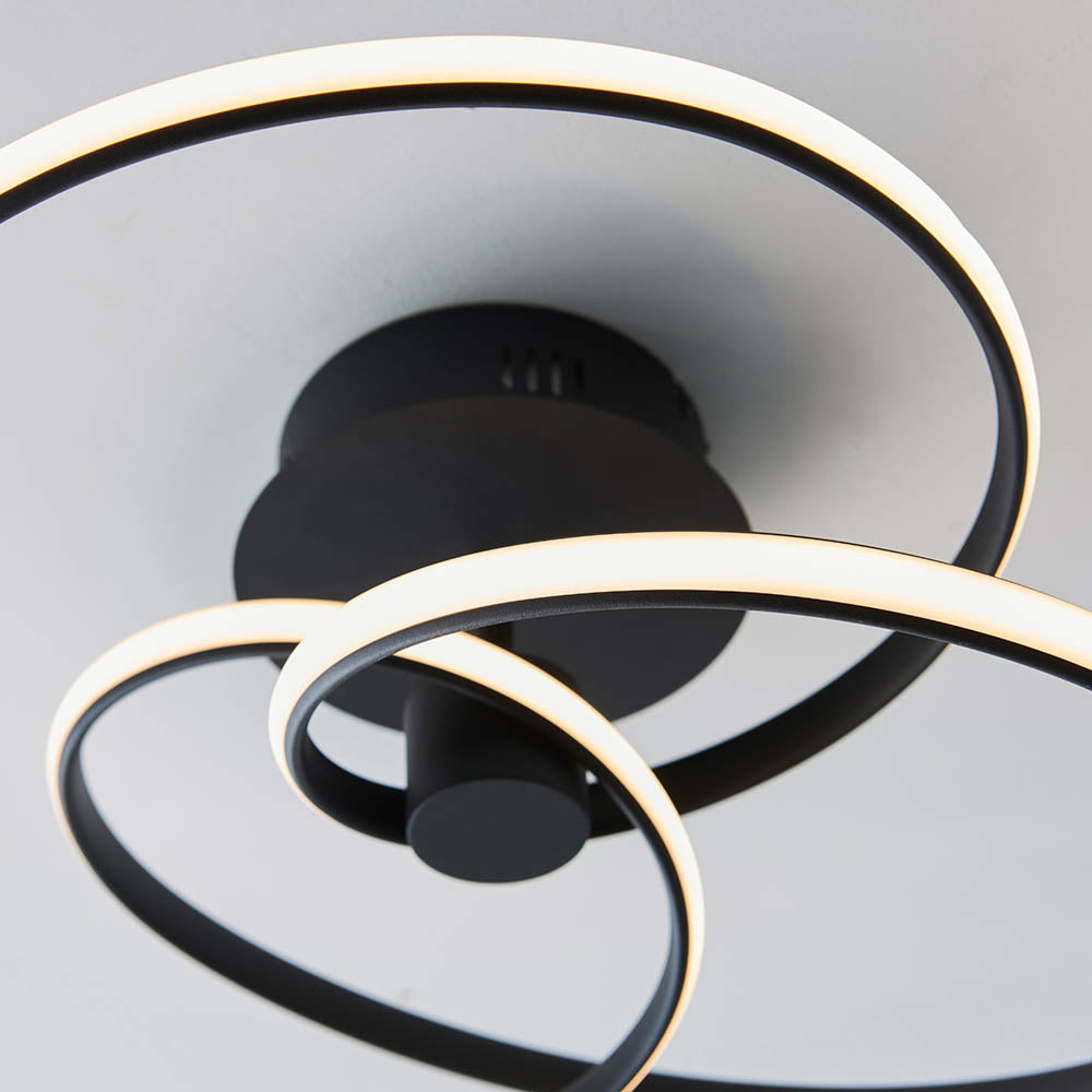 Endon Dune Single Light Semi Flush -  Textured Black & White Silicone