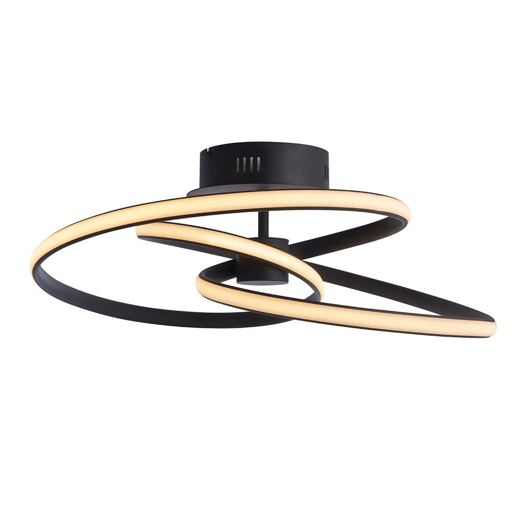 Endon Dune Single Light Semi Flush -  Textured Black & White Silicone