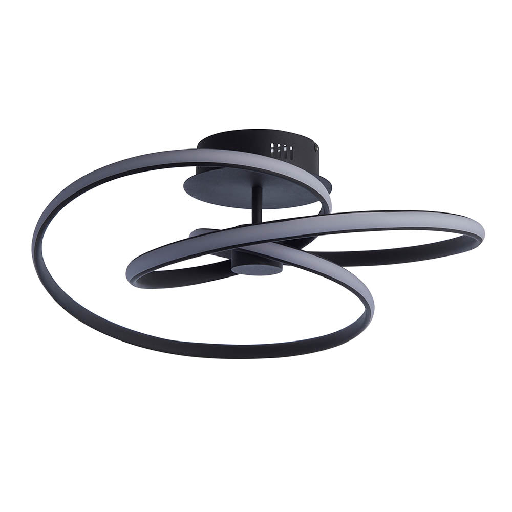Endon Dune Single Light Semi Flush -  Textured Black & White Silicone