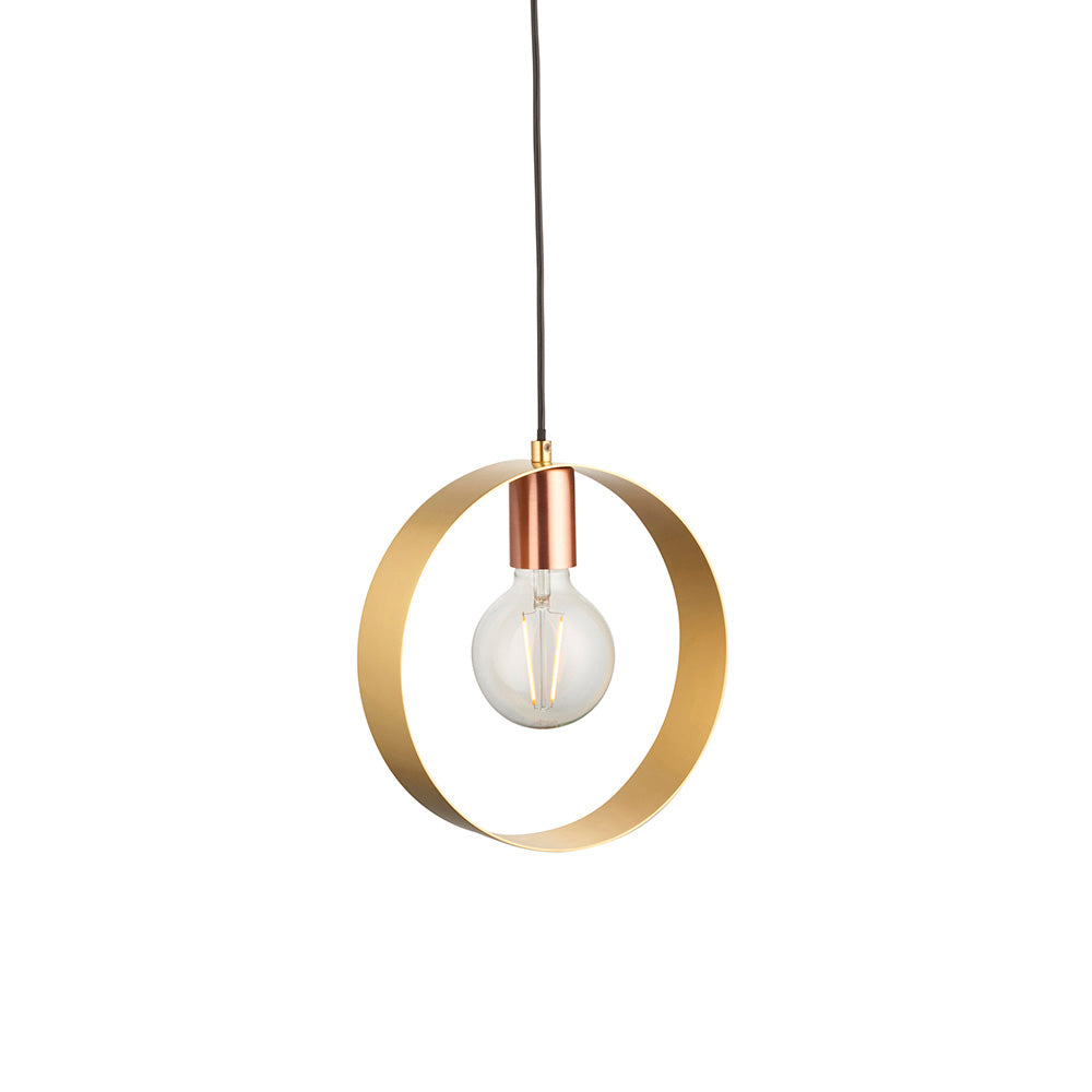 Endon Hoop Single Pendant - Brushed Copper, Nickel & Brass