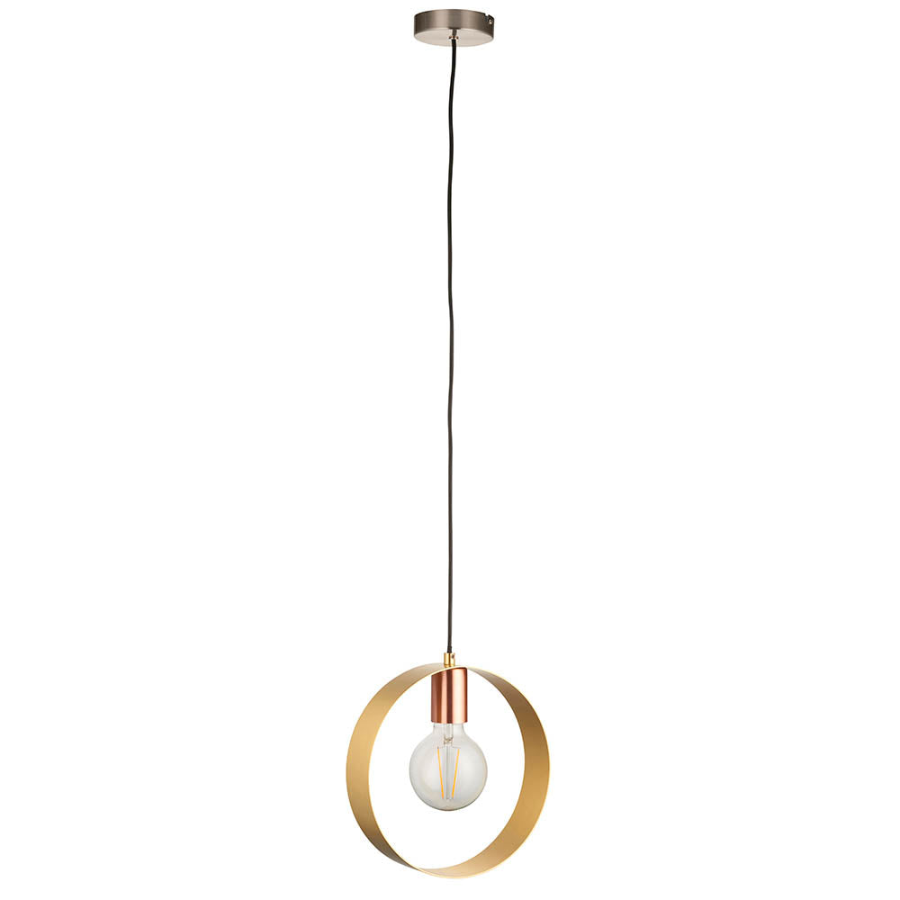 Endon Hoop Single Pendant - Brushed Copper, Nickel & Brass