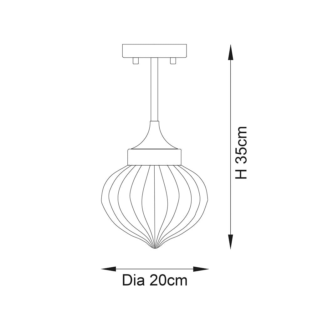 Endon Addington Single Light Semi Flush - Antique Brass Plate & Clear Ribbed Glass
