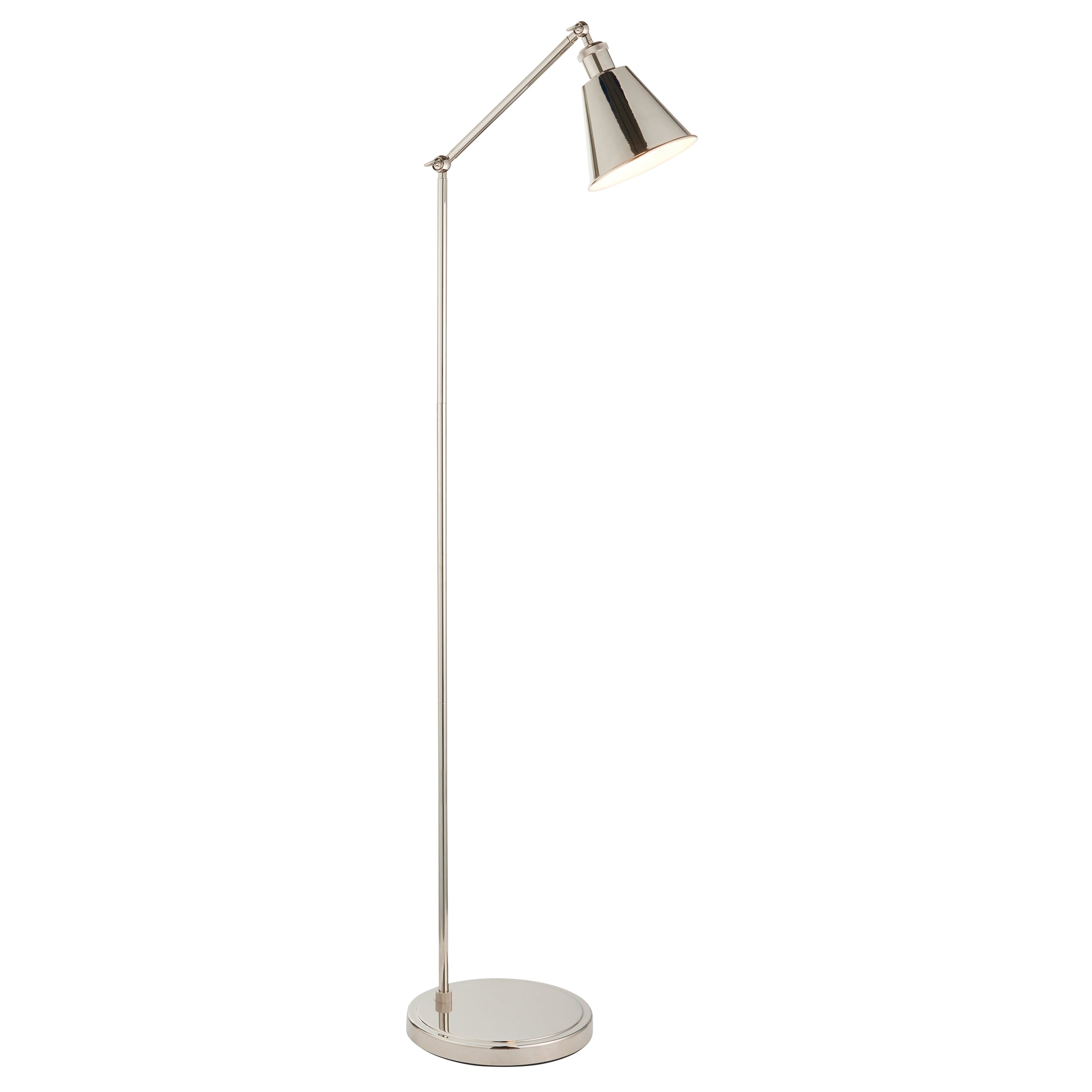 Endon Hal Single Light Floor Lamp - Bright Nickel & Satin White
