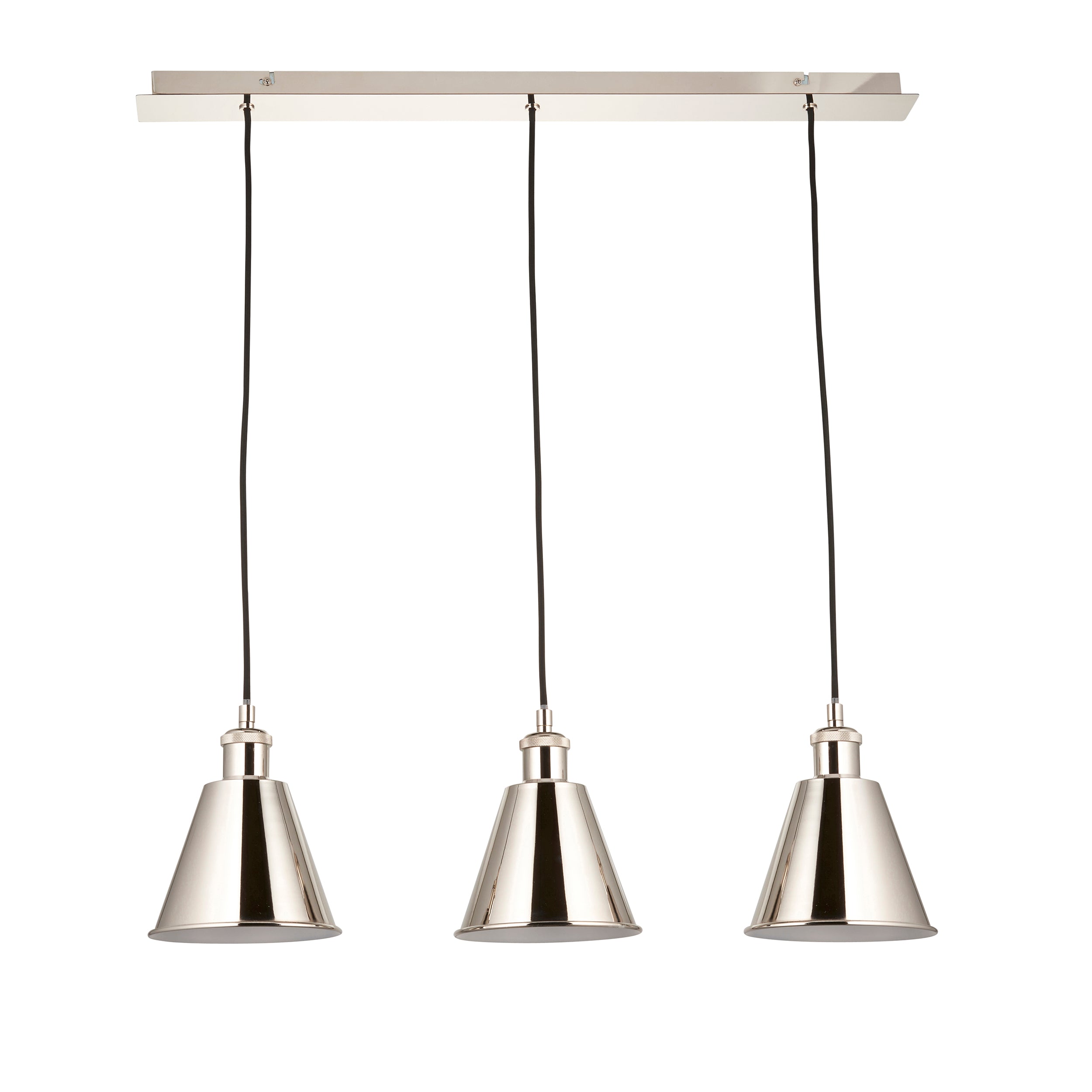 Endon Hal 3 Light Linear Pendant - Bright Nickel & Satin White
