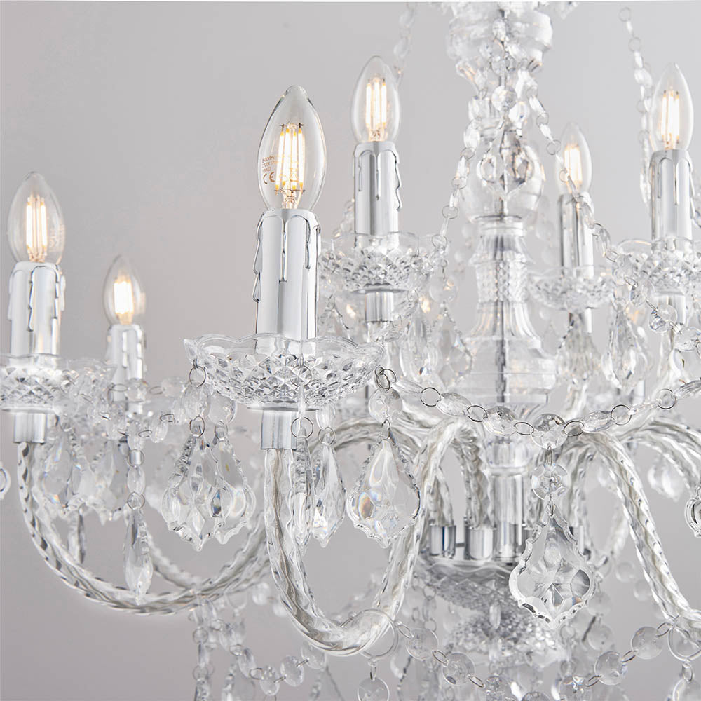 Endon Clarence 12 Light Pendant - Clear Acrylic & Chrome Plate