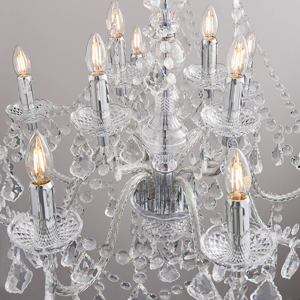 Endon Clarence 12 Light Pendant - Clear Acrylic & Chrome Plate