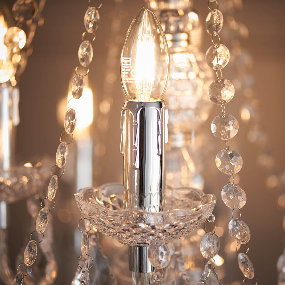 Endon Clarence 12 Light Pendant - Clear Acrylic & Chrome Plate