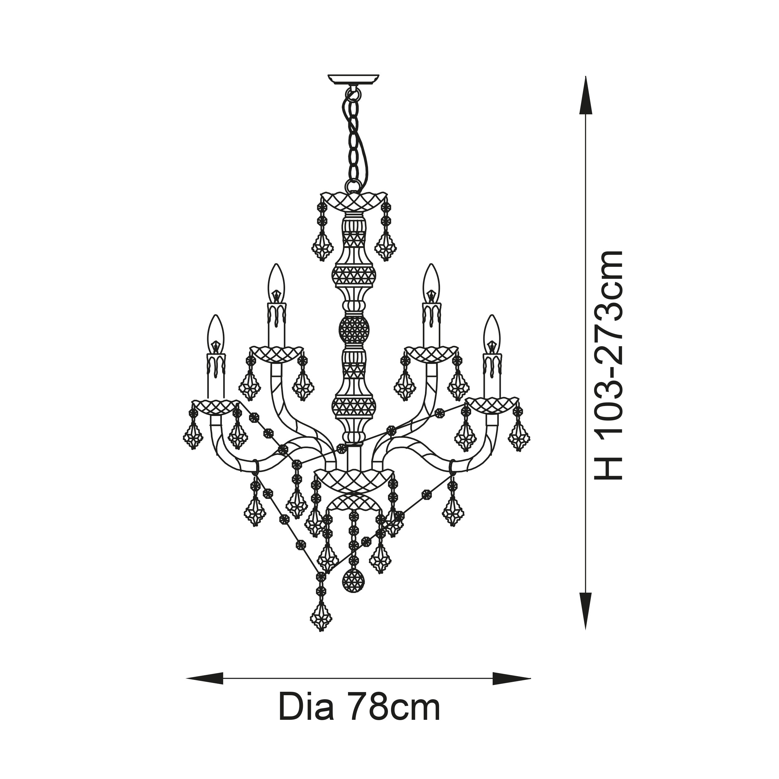 Endon Clarence 12 Light Pendant - Clear Acrylic & Chrome Plate