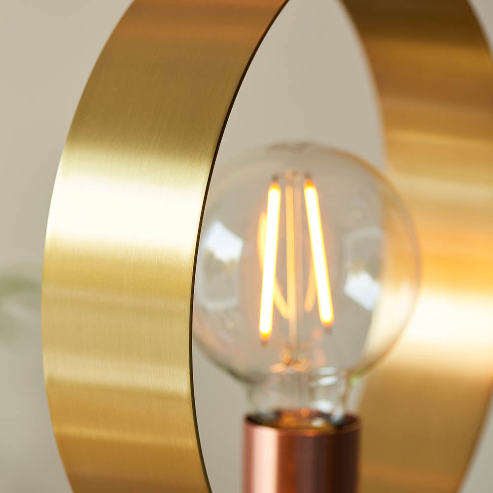 Endon Hoop Single Floor Lamp - Brushed Copper, Nickel & Brass