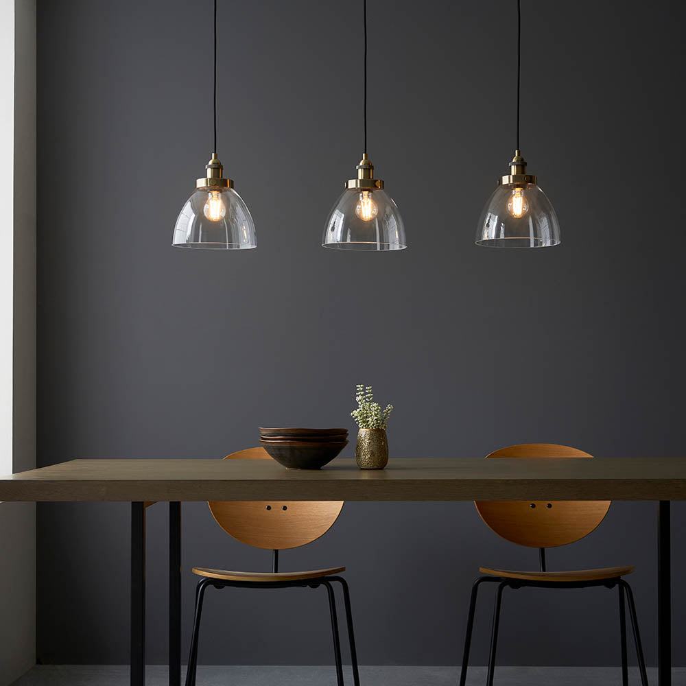 Endon Hansen 3 Light Linear Pendant - Antique Brass