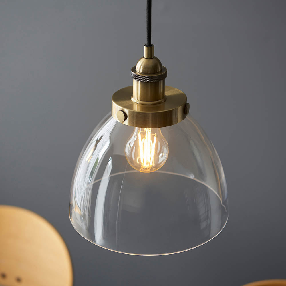 Endon Hansen 3 Light Linear Pendant - Antique Brass