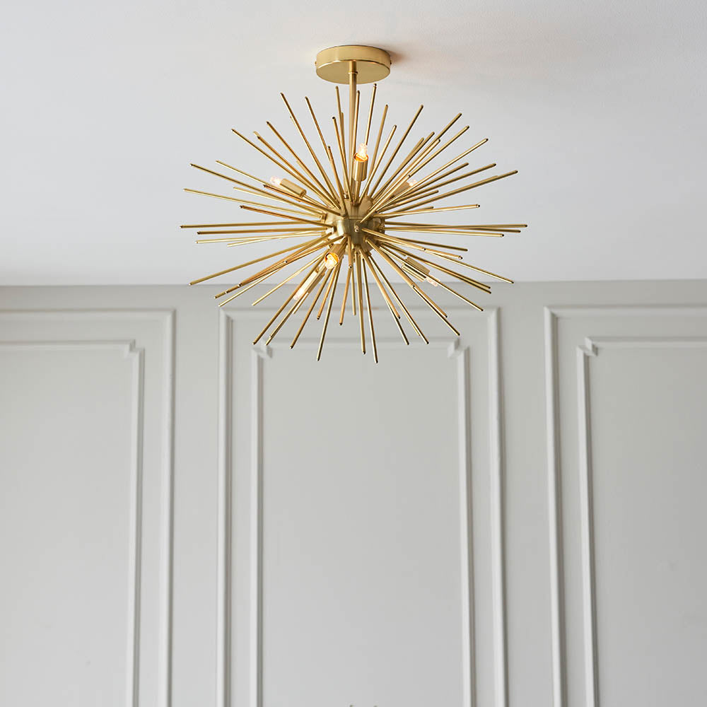 Endon Orta 6 Light Semi Flush - Satin Gold