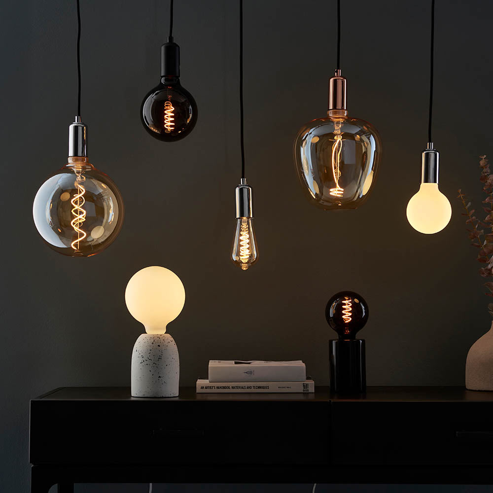Endon Twist E27 LED 4W Filament Bulb - 2200K - Dimmable - Amber Glass