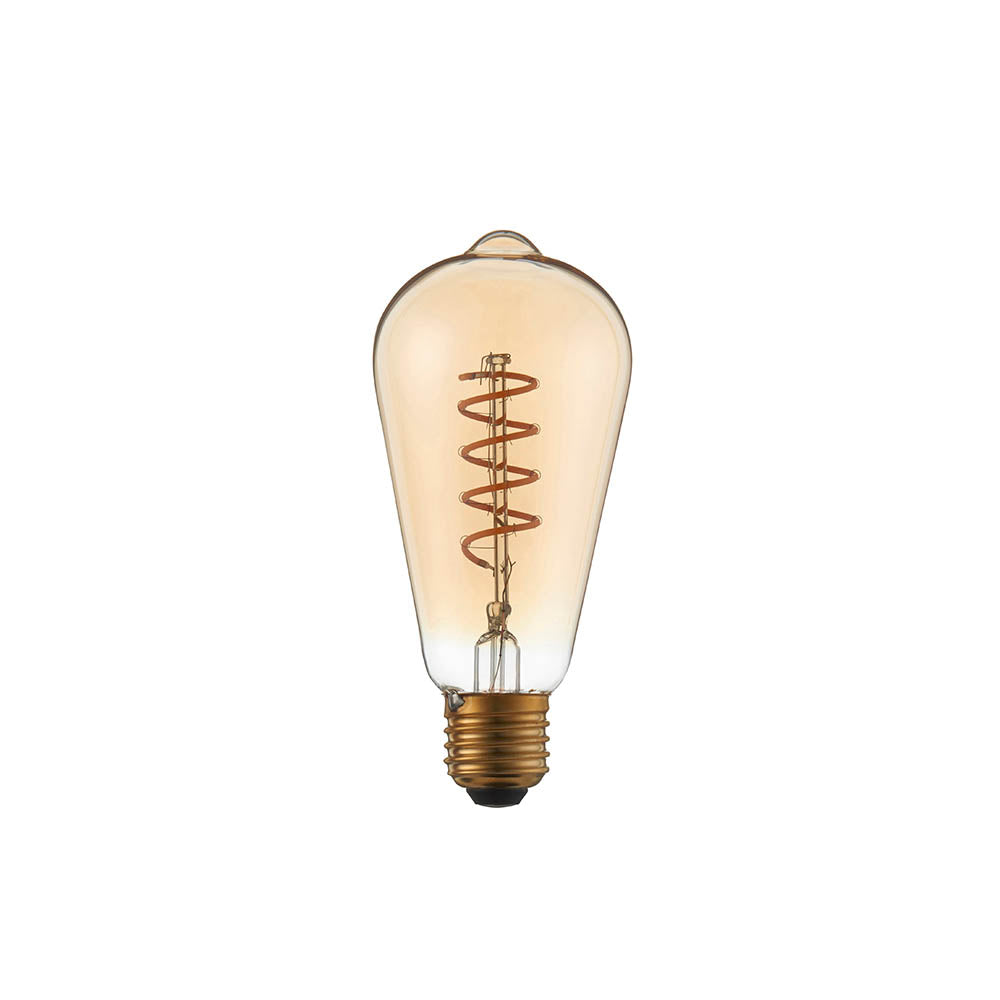 Endon Twist E27 LED 4W Filament Bulb - 2200K - Dimmable - Amber Glass