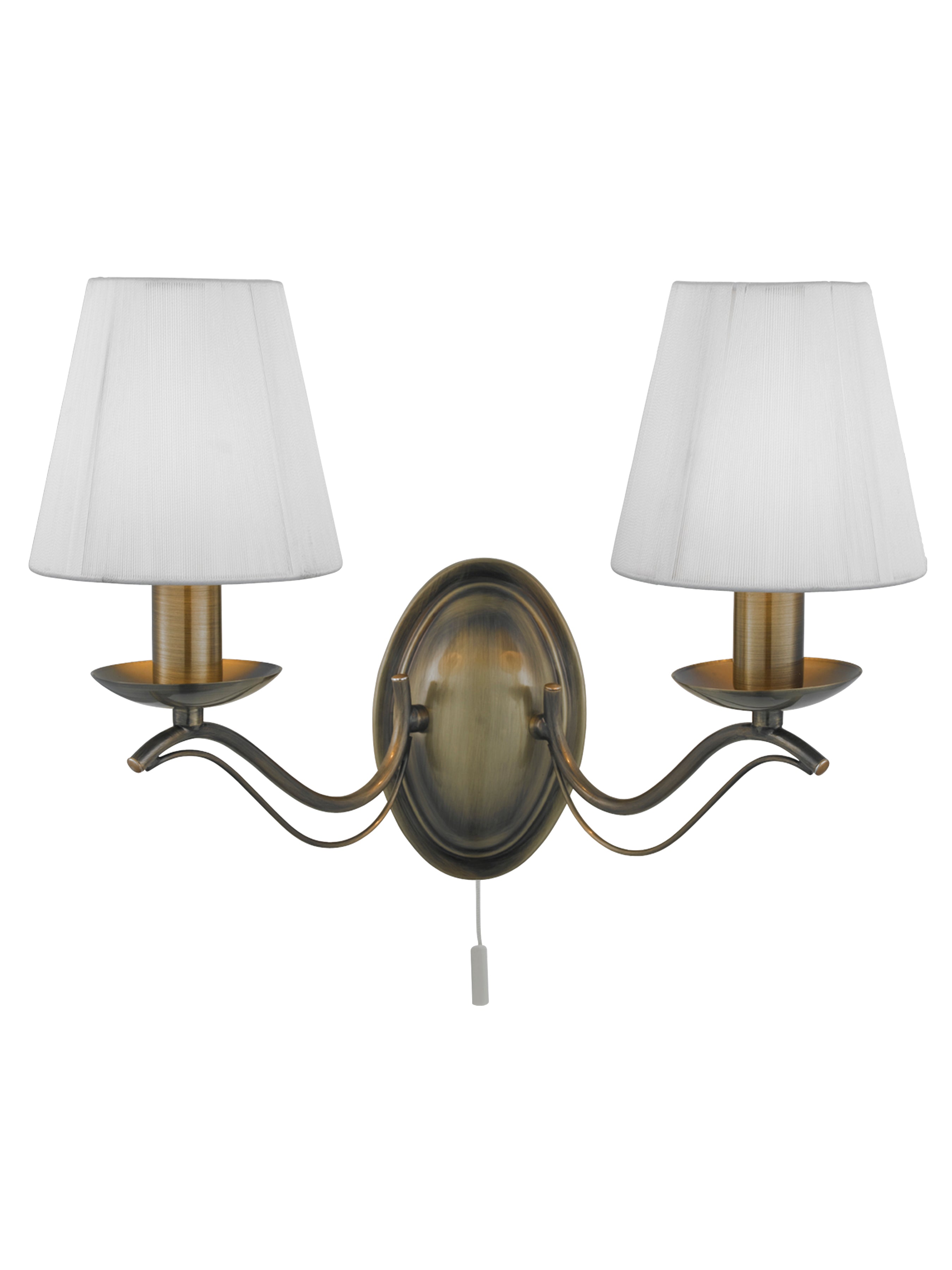 Searchlight Althorp 2 Light Wall Light - Antique Brass & Ivory String Fabric