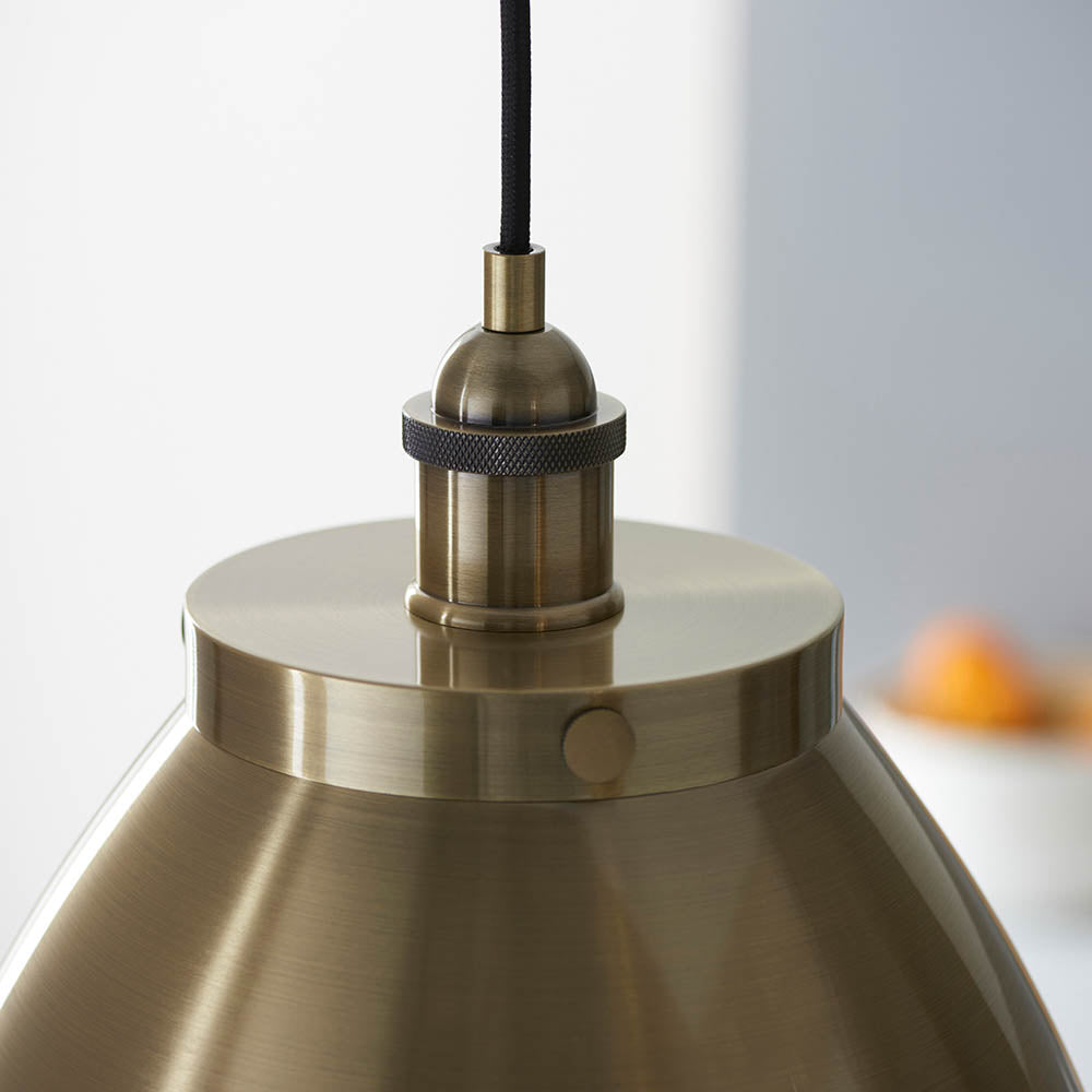 Endon Franklin Large Single Pendant - Antique Brass Plate