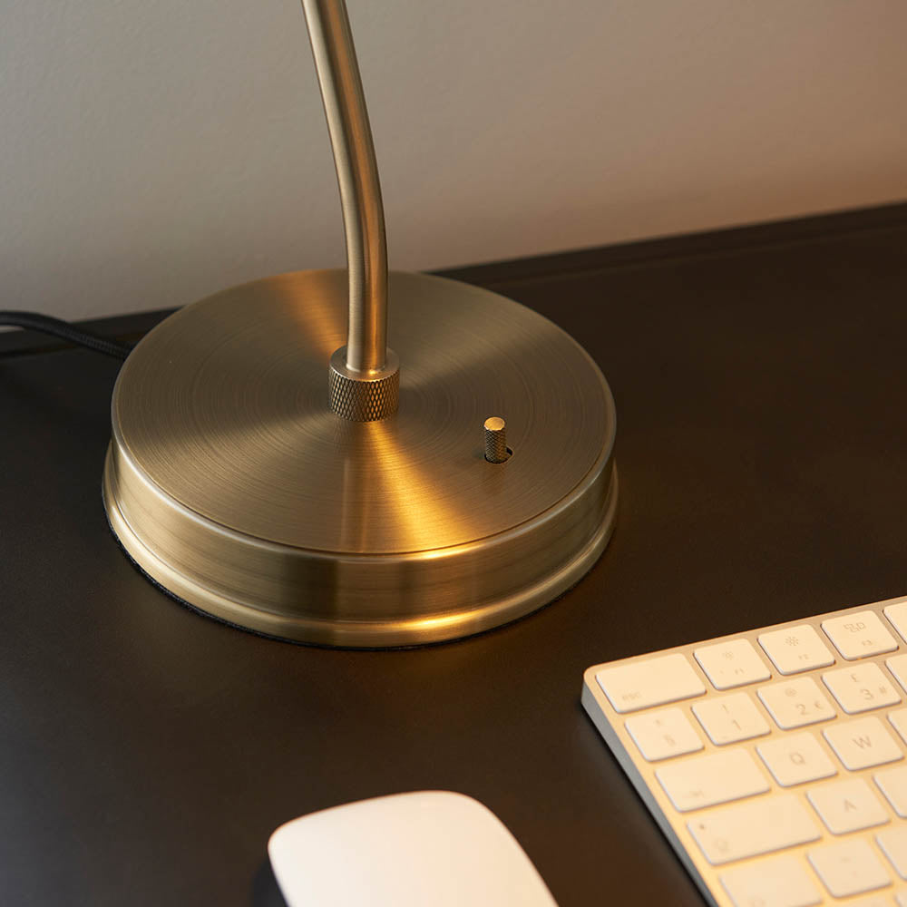Endon Franklin Single Task Table Lamp - Antique Brass Plate