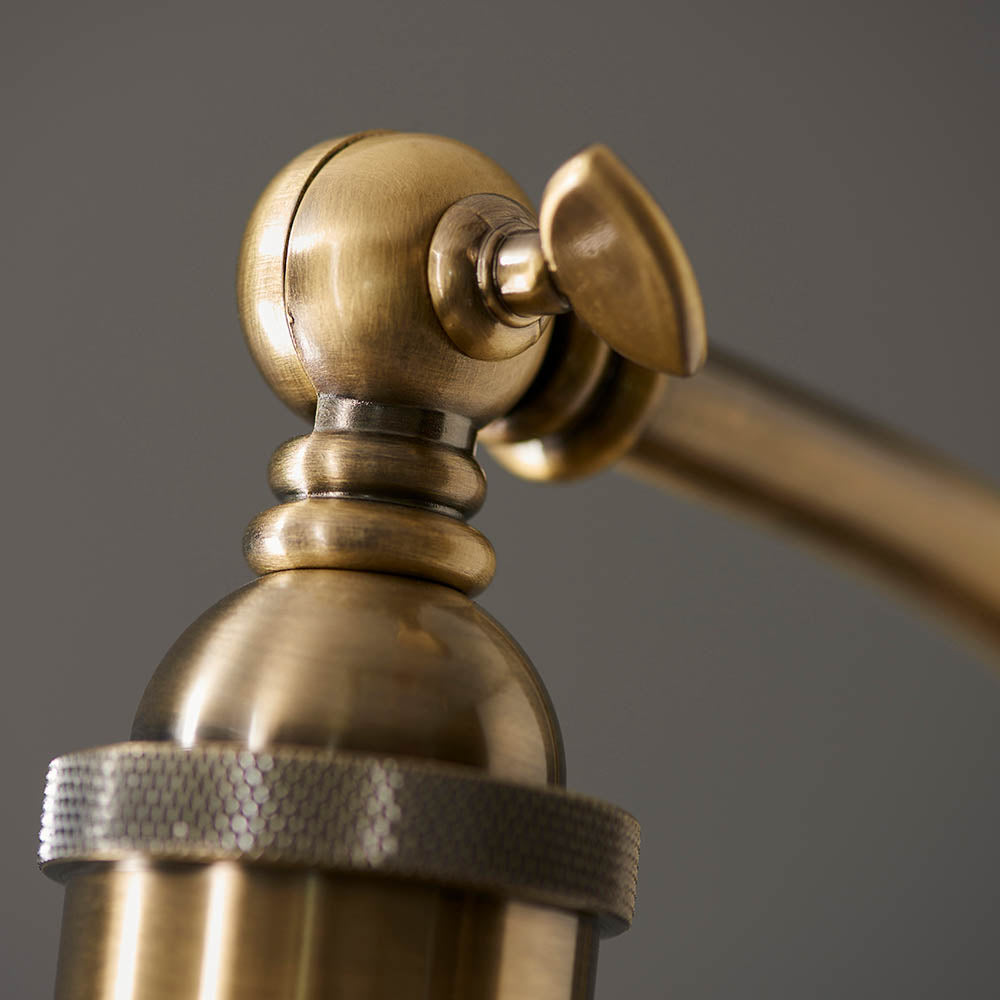 Endon Franklin Task Floor Lamp - Matt Black & Antique Brass