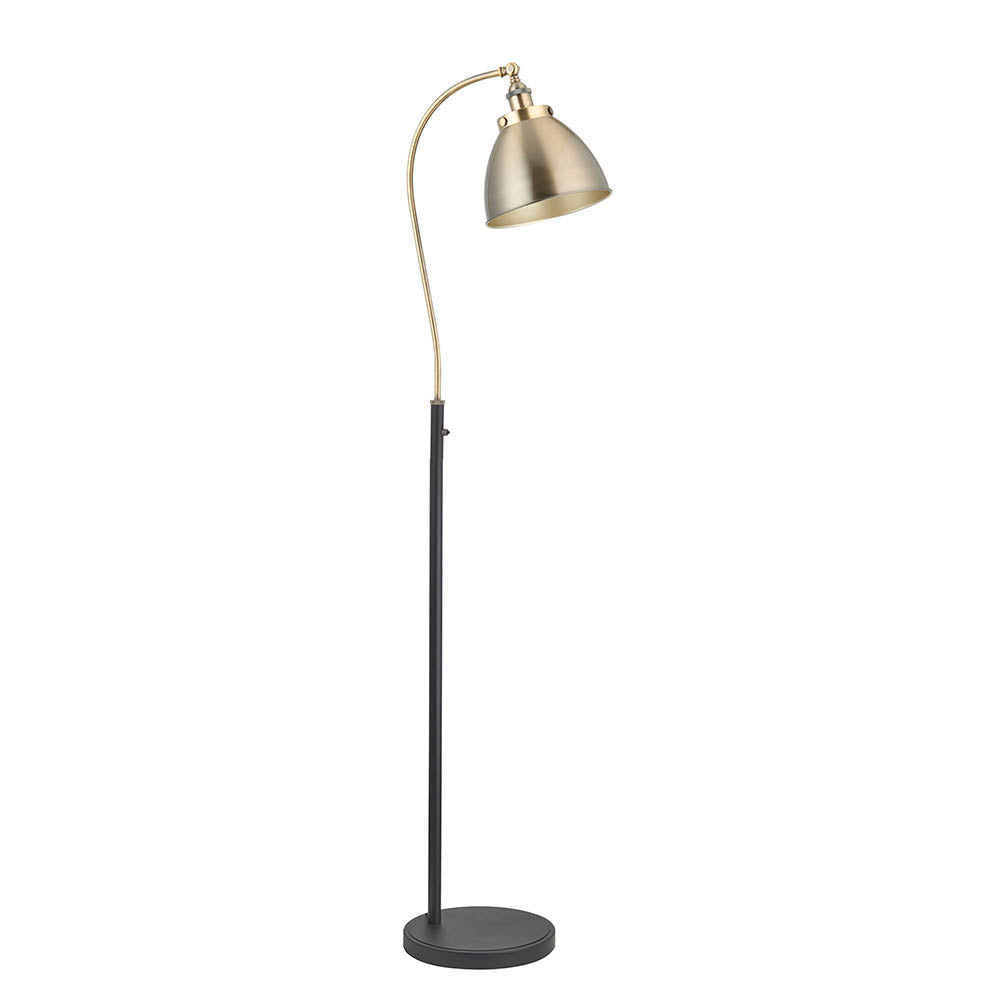 Endon Franklin Task Floor Lamp - Matt Black & Antique Brass