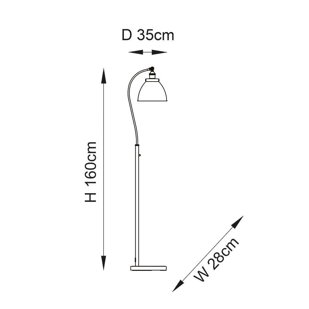 Endon Franklin Task Floor Lamp - Matt Black & Antique Brass