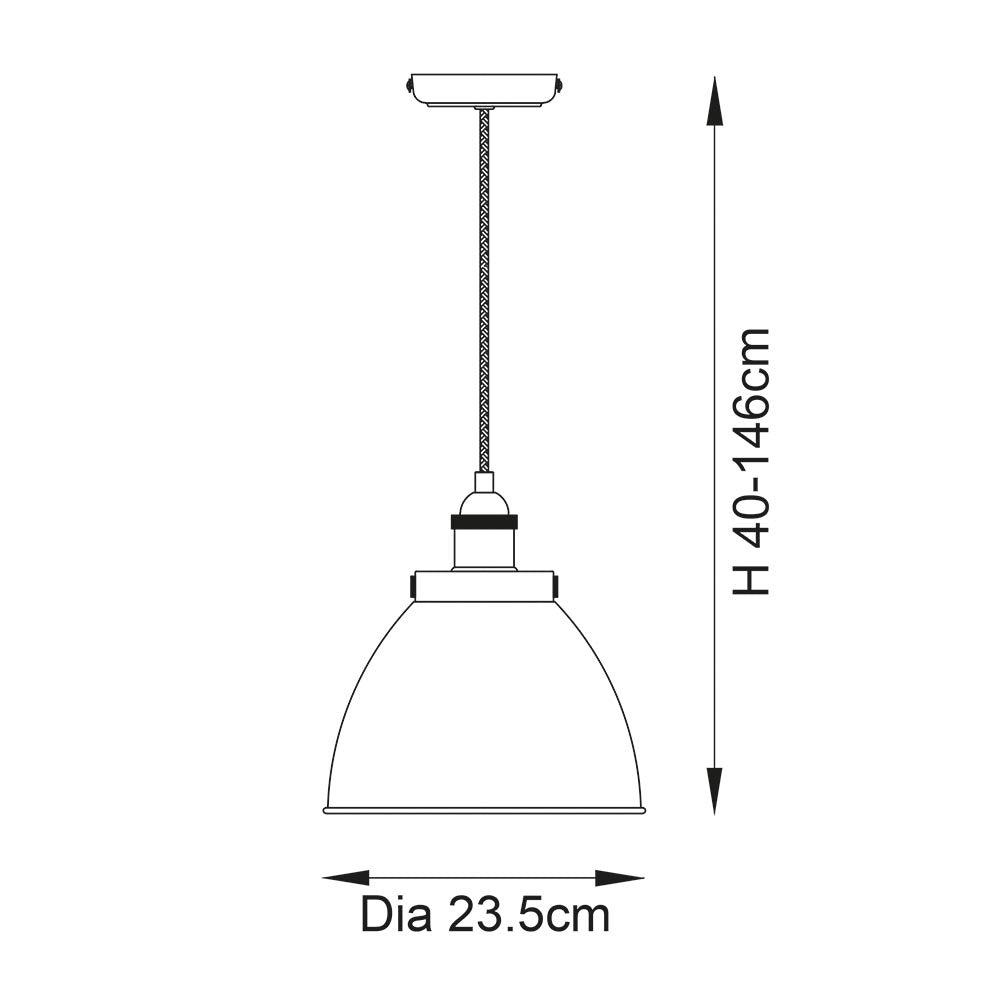 Endon Franklin Small Single Light Pendant - Matt Black & Aged Pewter