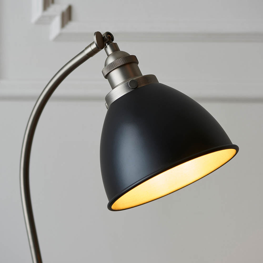Endon Franklin Task Table Lamp - Matt Black & Aged Pewter
