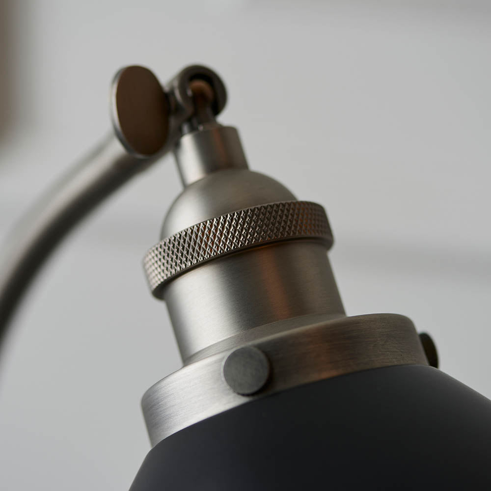 Endon Franklin Task Table Lamp - Matt Black & Aged Pewter