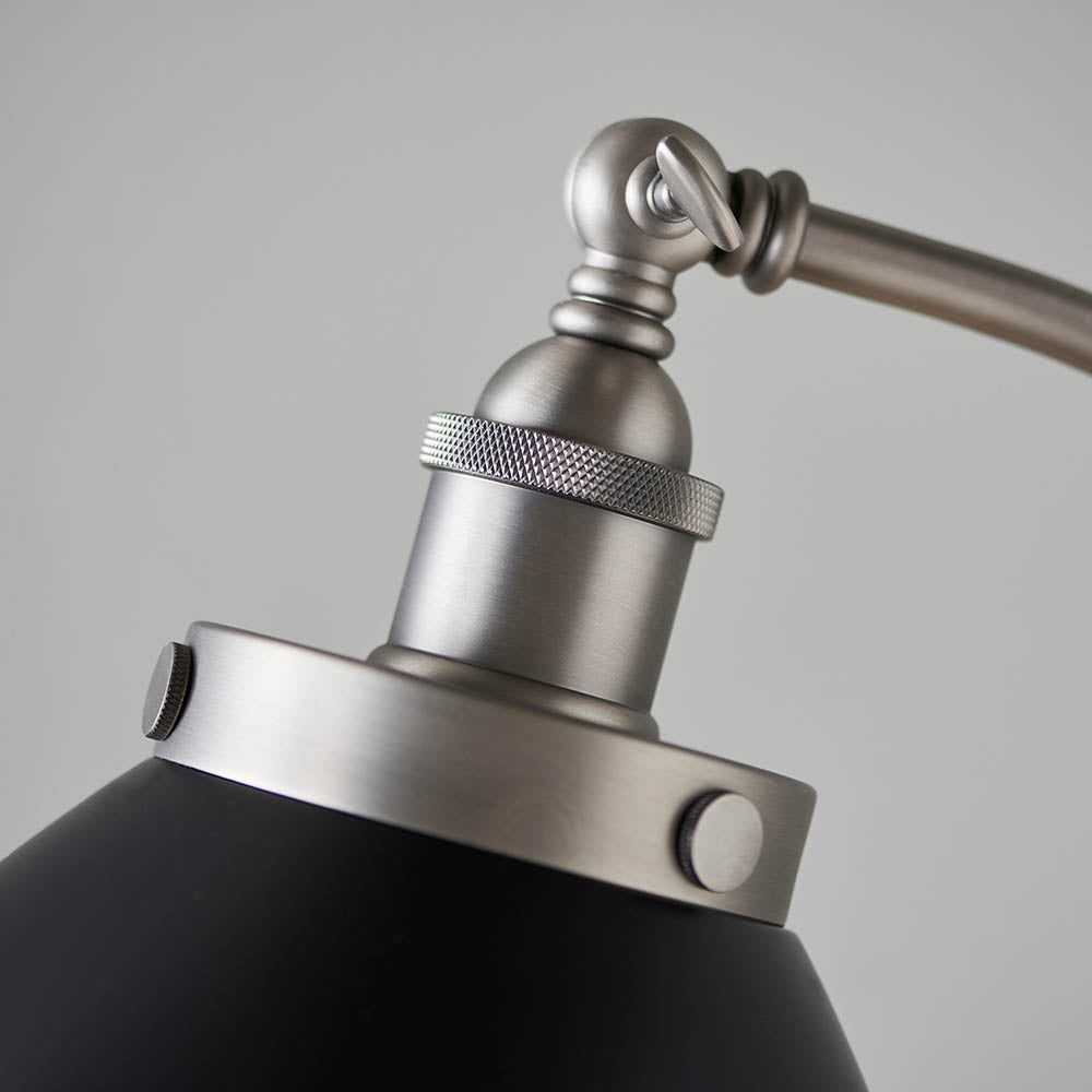 Endon Franklin Task Floor Lamp - Matt Black & Aged Pewter