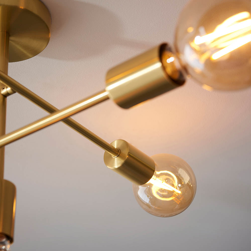 Endon Studio 5 Light Semi Flush - Brushed Brass