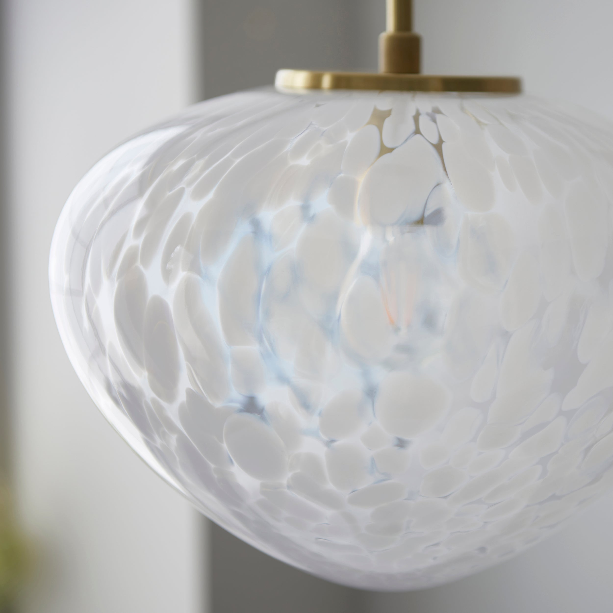 Endon Mali Single Light Pendant - Satin Brass & White Confetti