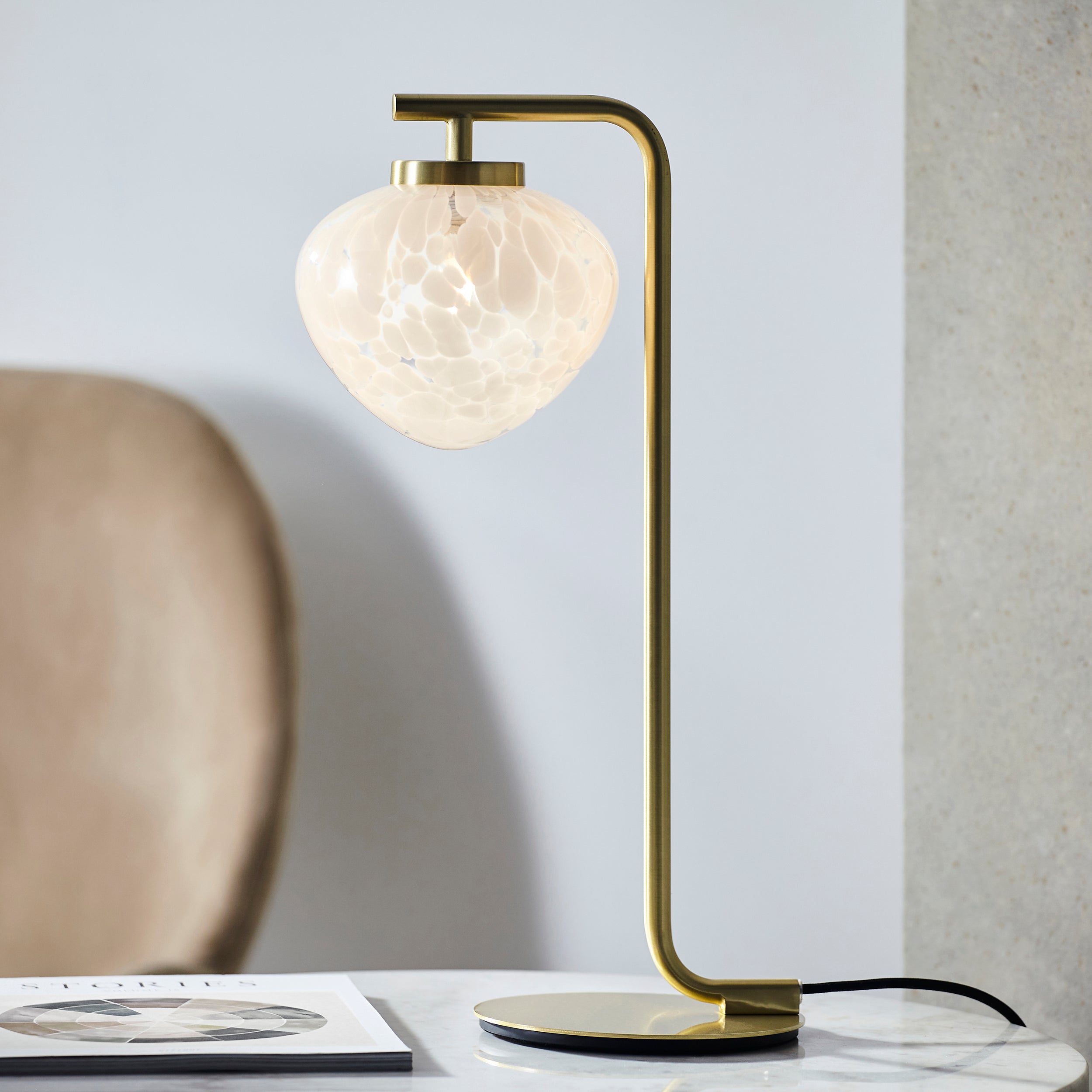 Endon Mali Table Lamp - Confetti Glass & Satin Brass