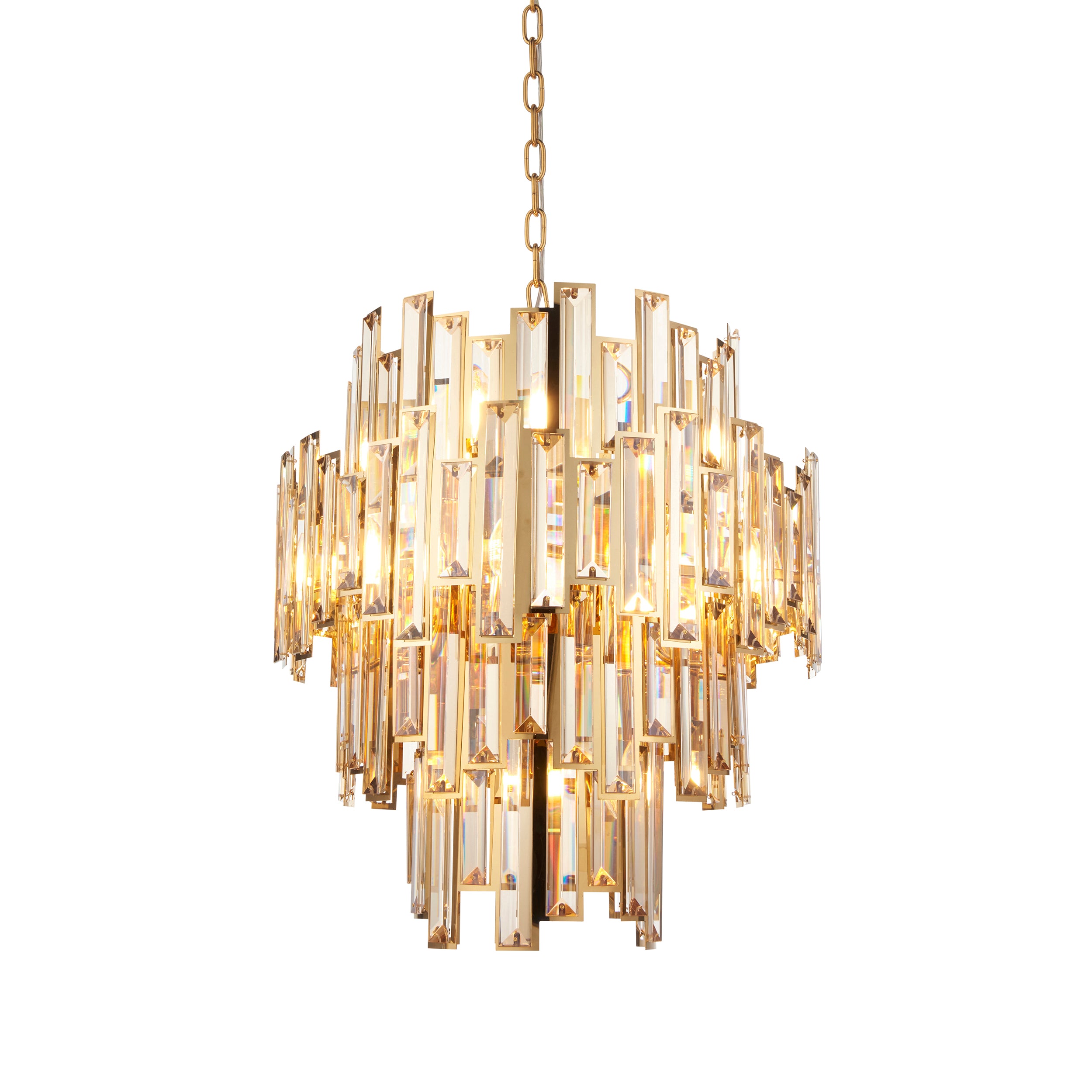 Endon Viviana 12 Light Ceiling Pendant - Champagne Crystal & Gold Plate Effect