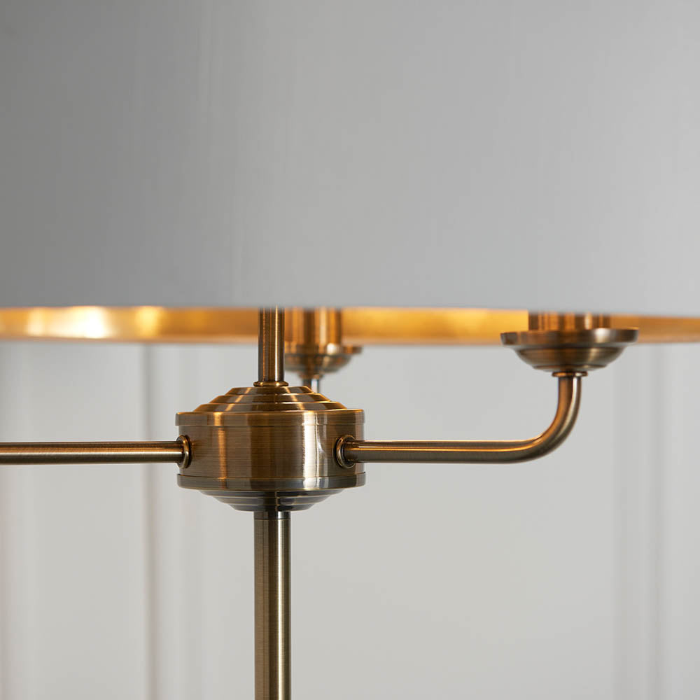 Endon Highclere 3 Light Floor Lamp - Antique Brass & Vintage White