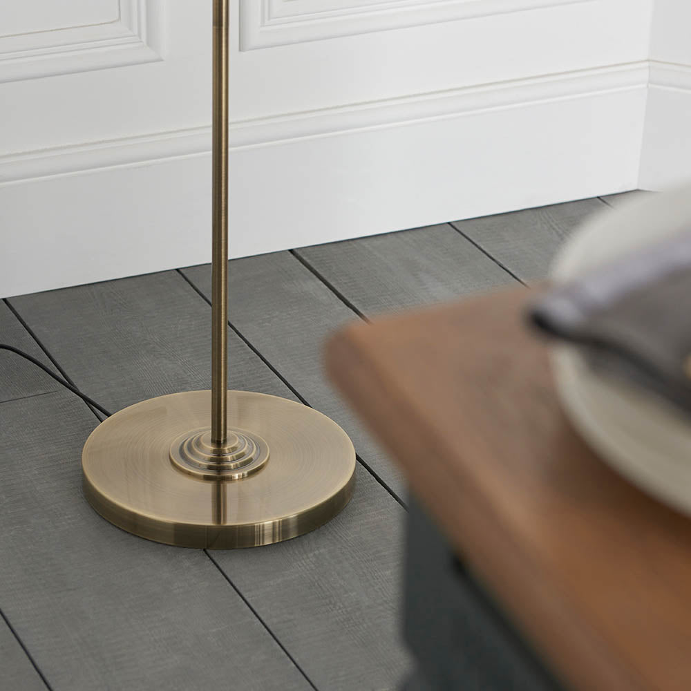 Endon Highclere 3 Light Floor Lamp - Antique Brass & Vintage White