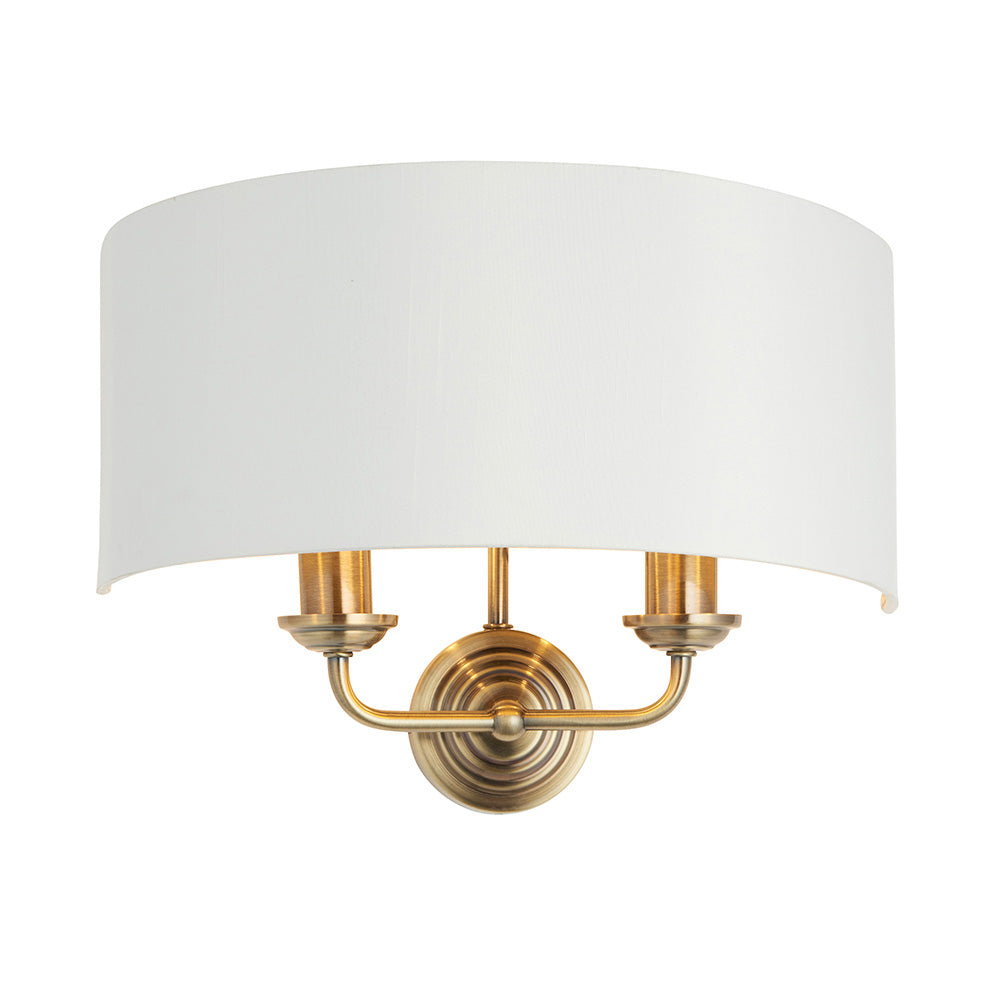 Endon Highclere 2 Light Wall Light - Antique Brass & Vintage White
