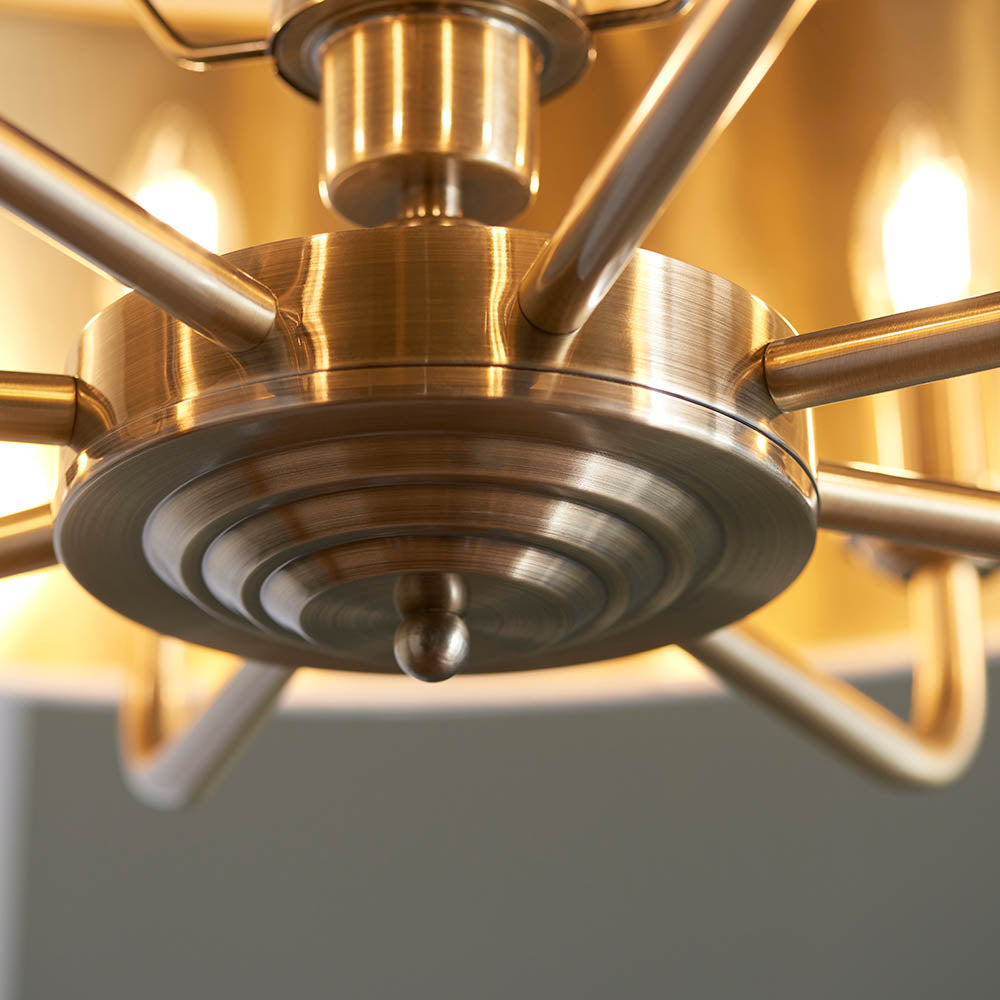 Endon Highclere 8 Light Pendant - Antique Brass & Vintage White