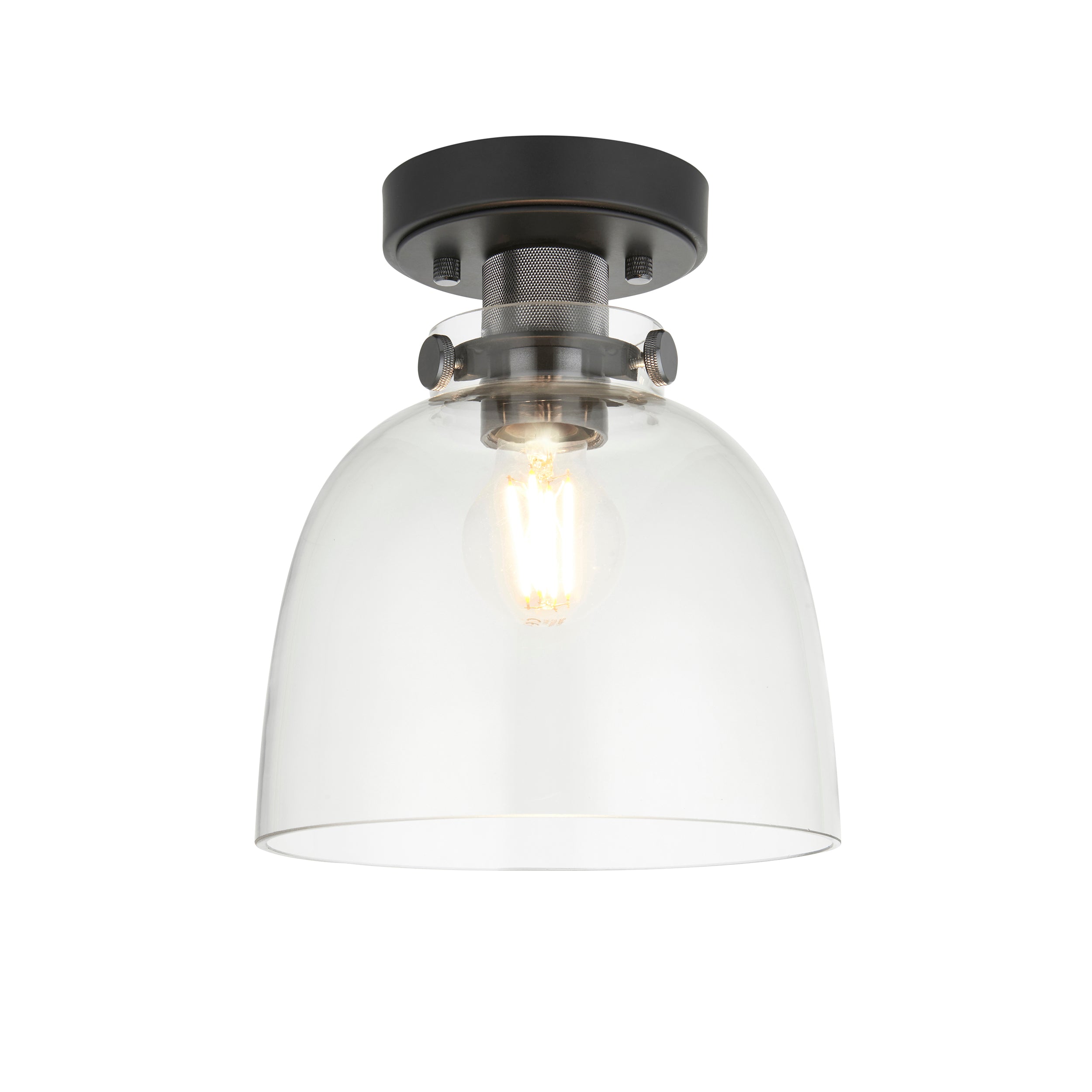 Endon Cupola Flush Ceiling Light - Black Chrome & Tinted Glass