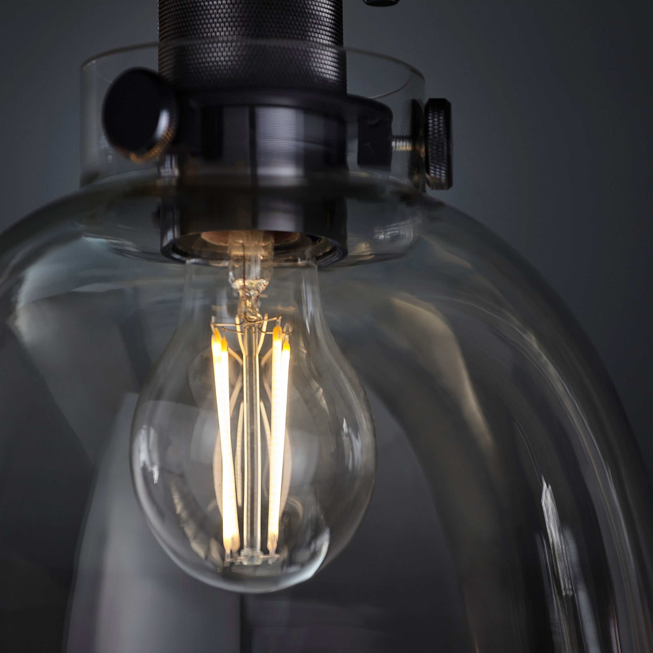 Endon Cupola Flush Ceiling Light - Black Chrome & Tinted Glass