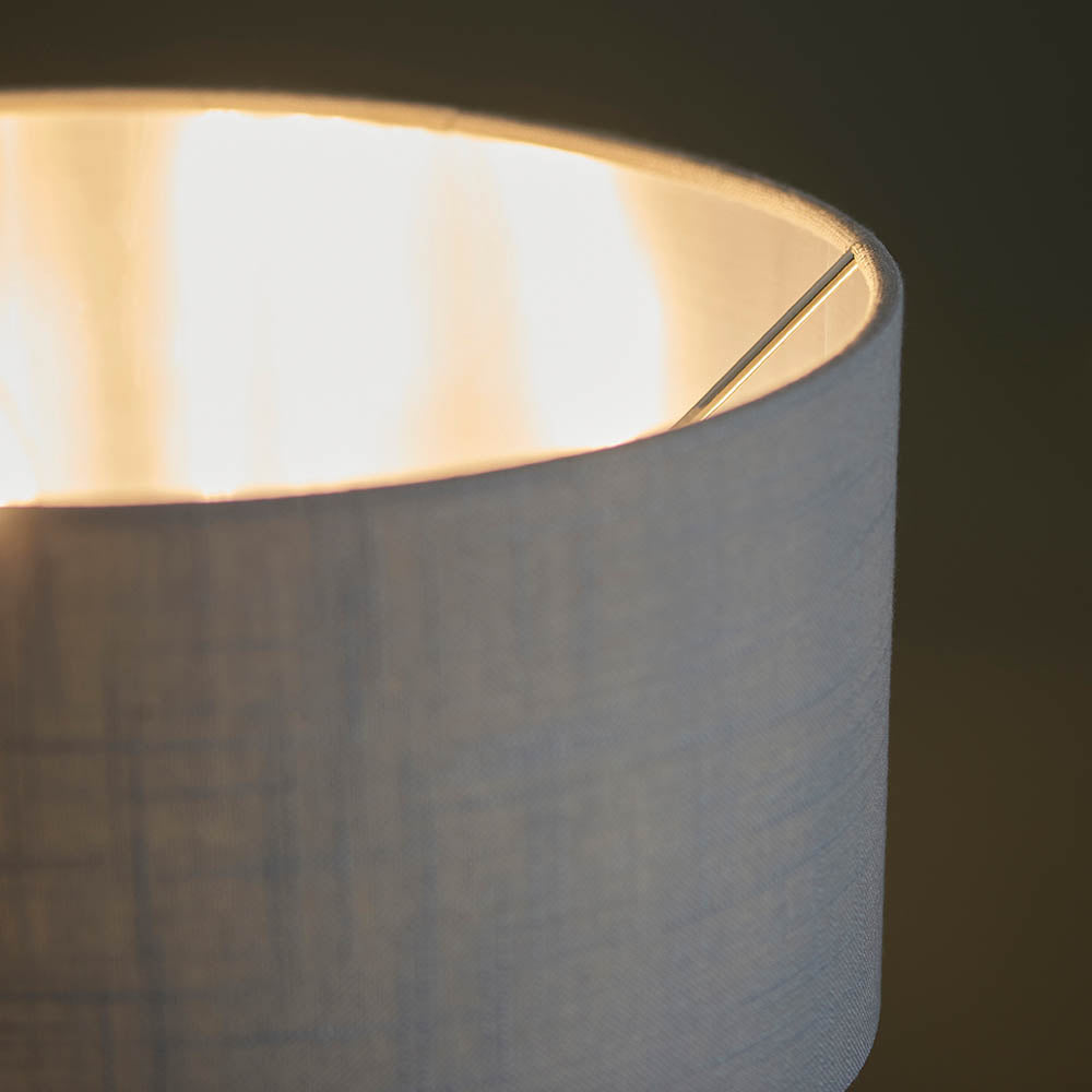 Endon Highclere 3 Light Table Lamp - Bright Nickel & Charcoal Linen