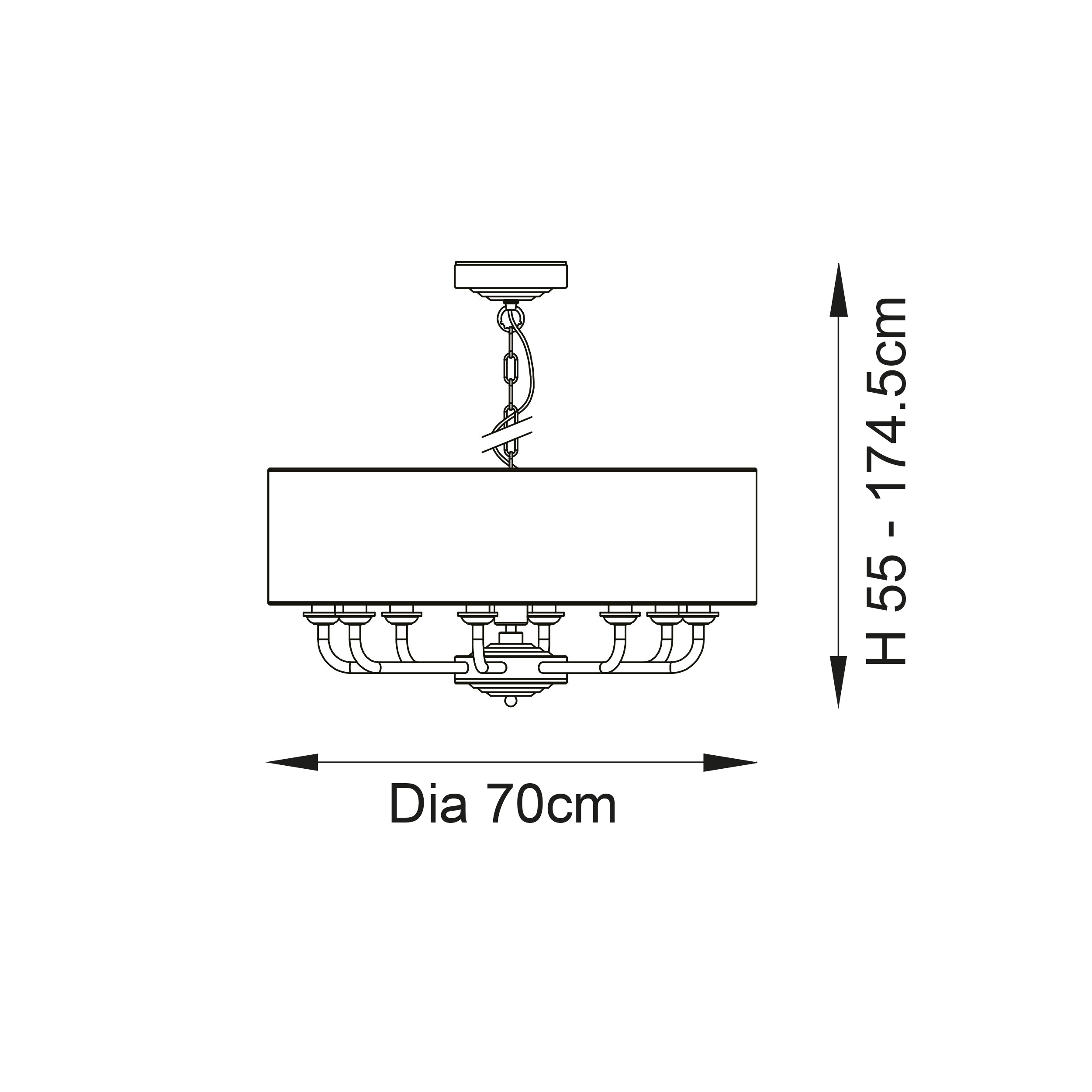 Endon Highclere 8 Light Pendant - Brushed Chrome & Natural Linen