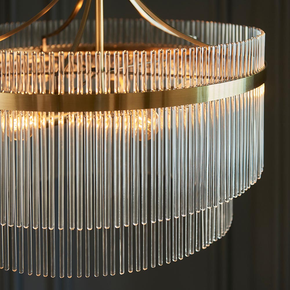 Endon Marietta 5 Light Pendant - Antique Brass Plate & Clear Glass