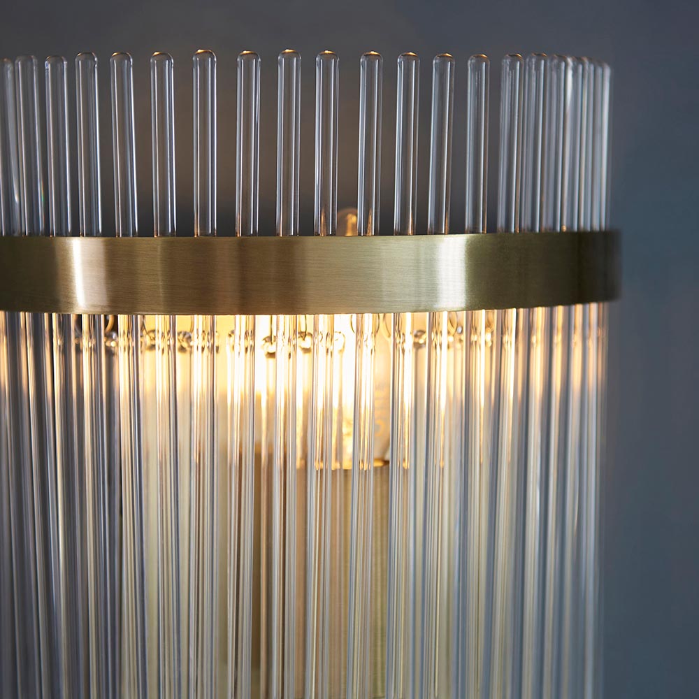 Endon Marietta Single Wall Light - Antique Brass Plate & Clear Glass