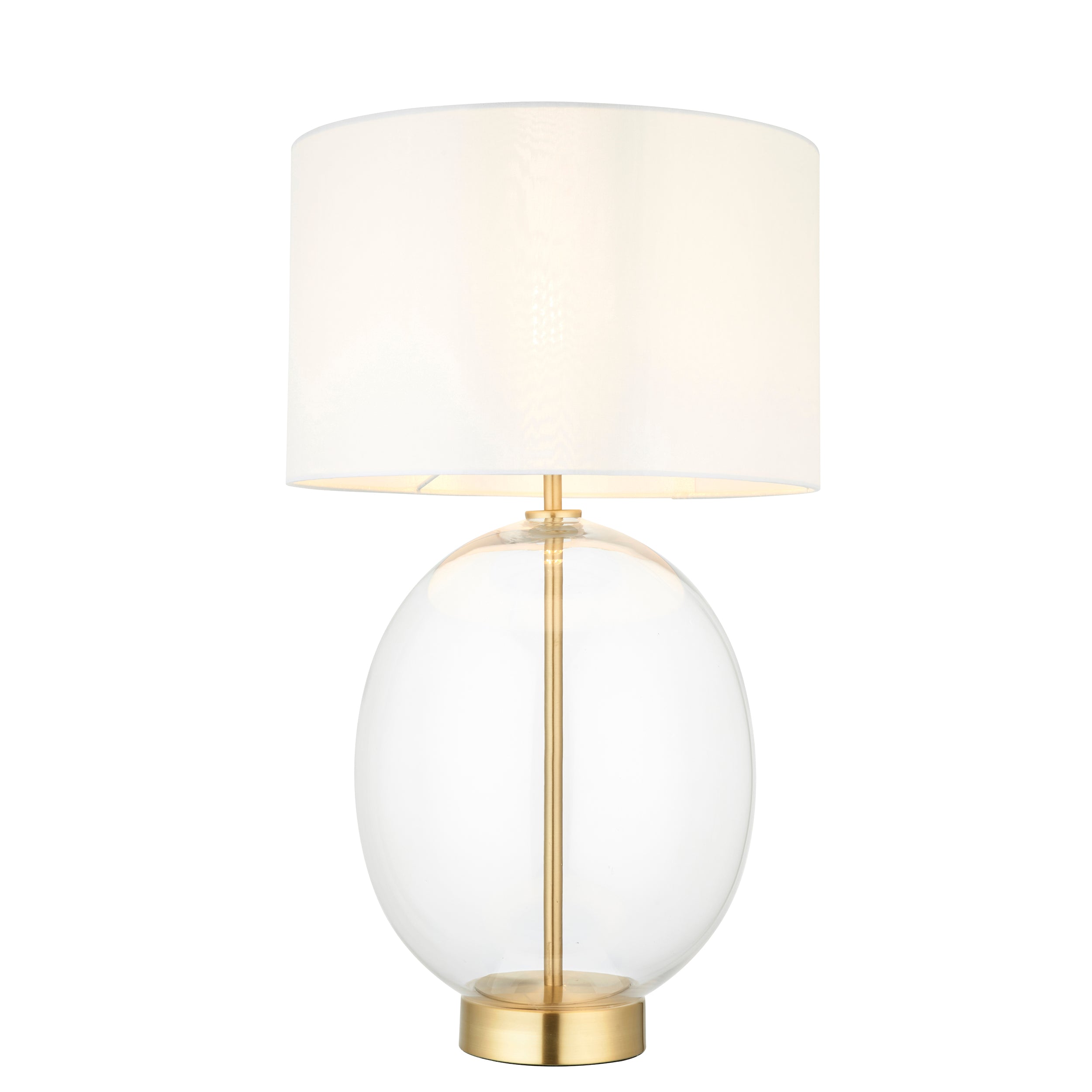 Endon Kelda Oval Touch Table Lamp - Satin Brass & Vintage White Shade