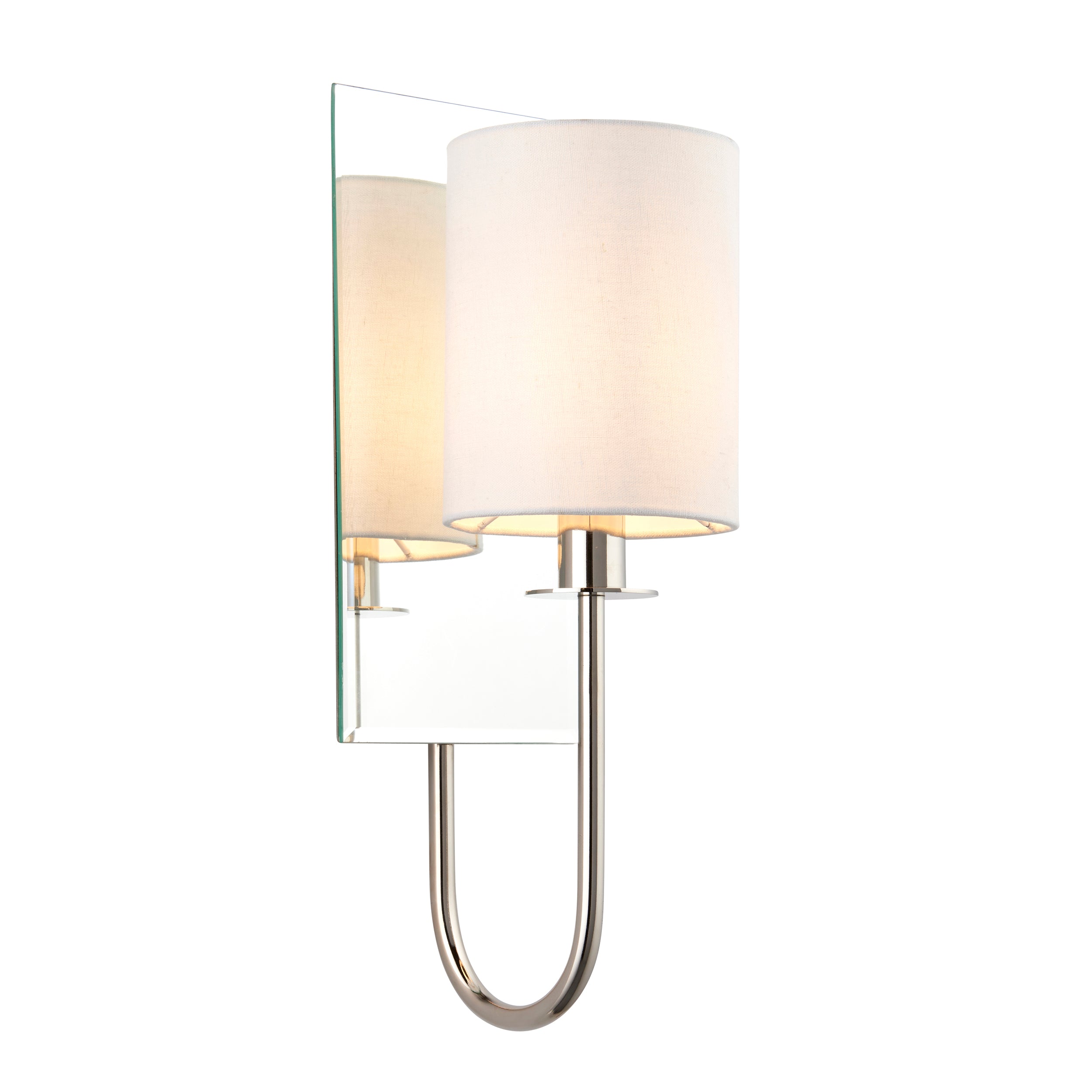 Endon Magnum Mirrored Wall Light - Bright Nickel & Vintage White Shade