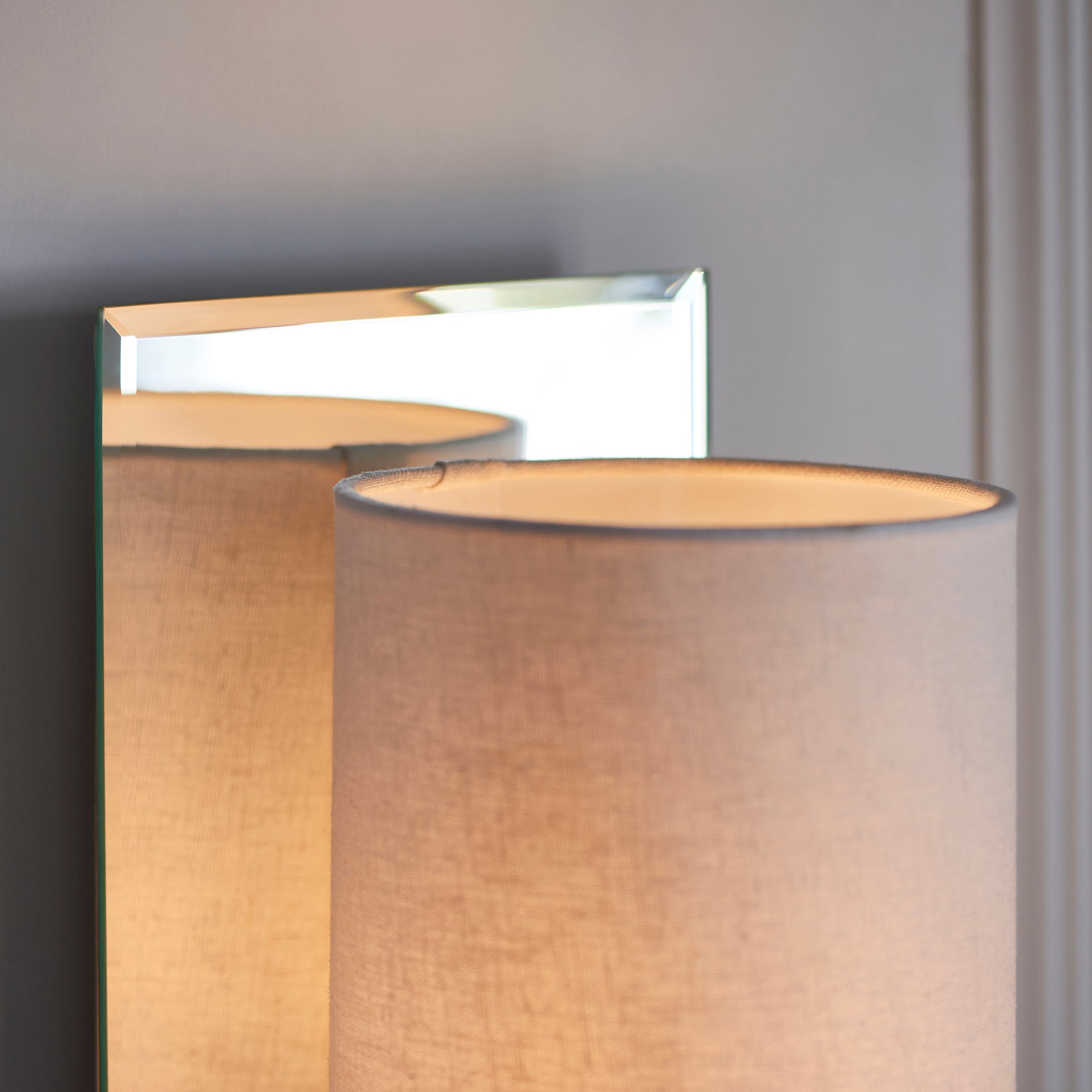 Endon Magnum Mirrored Wall Light - Bright Nickel & Vintage White Shade