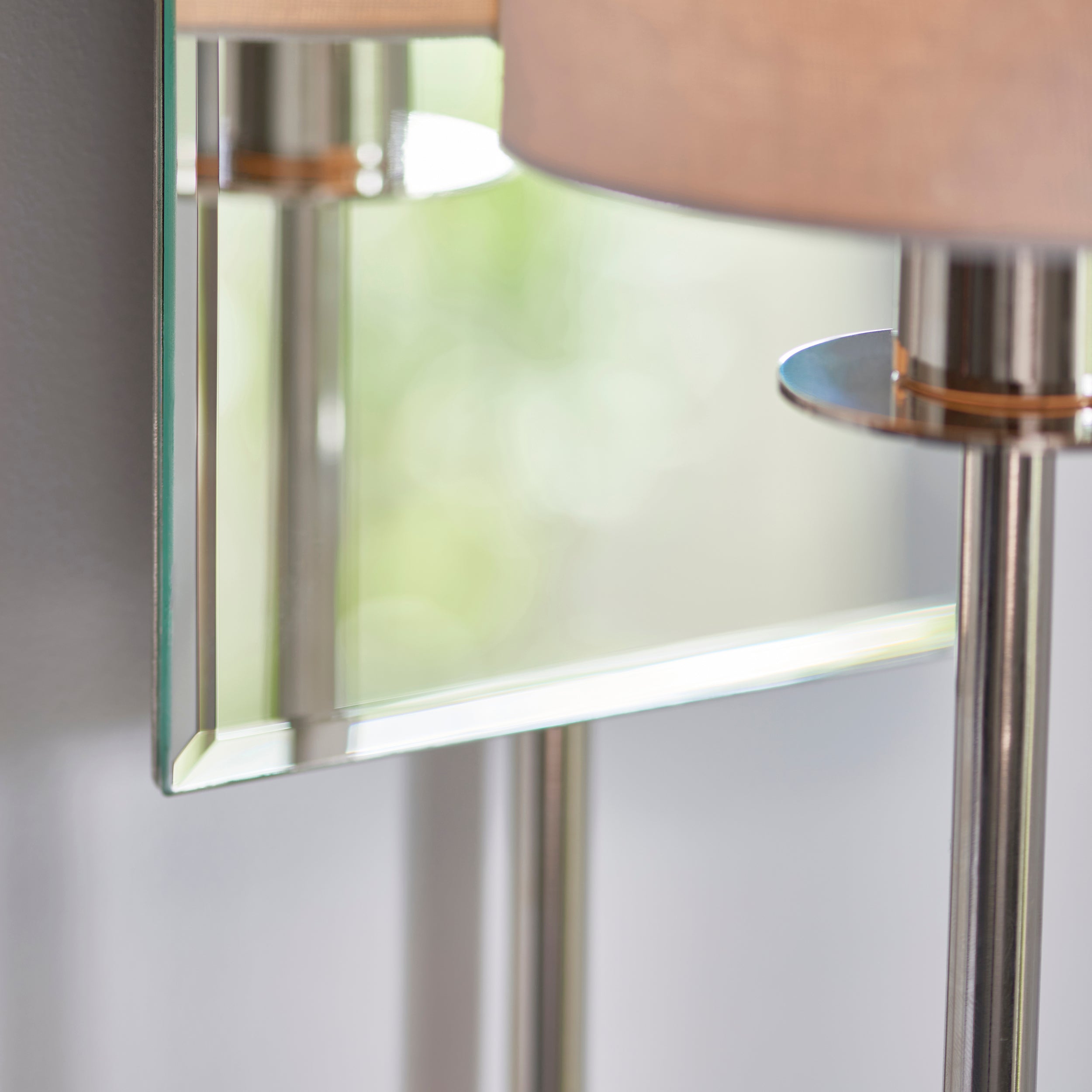 Endon Magnum Mirrored Wall Light - Bright Nickel & Vintage White Shade
